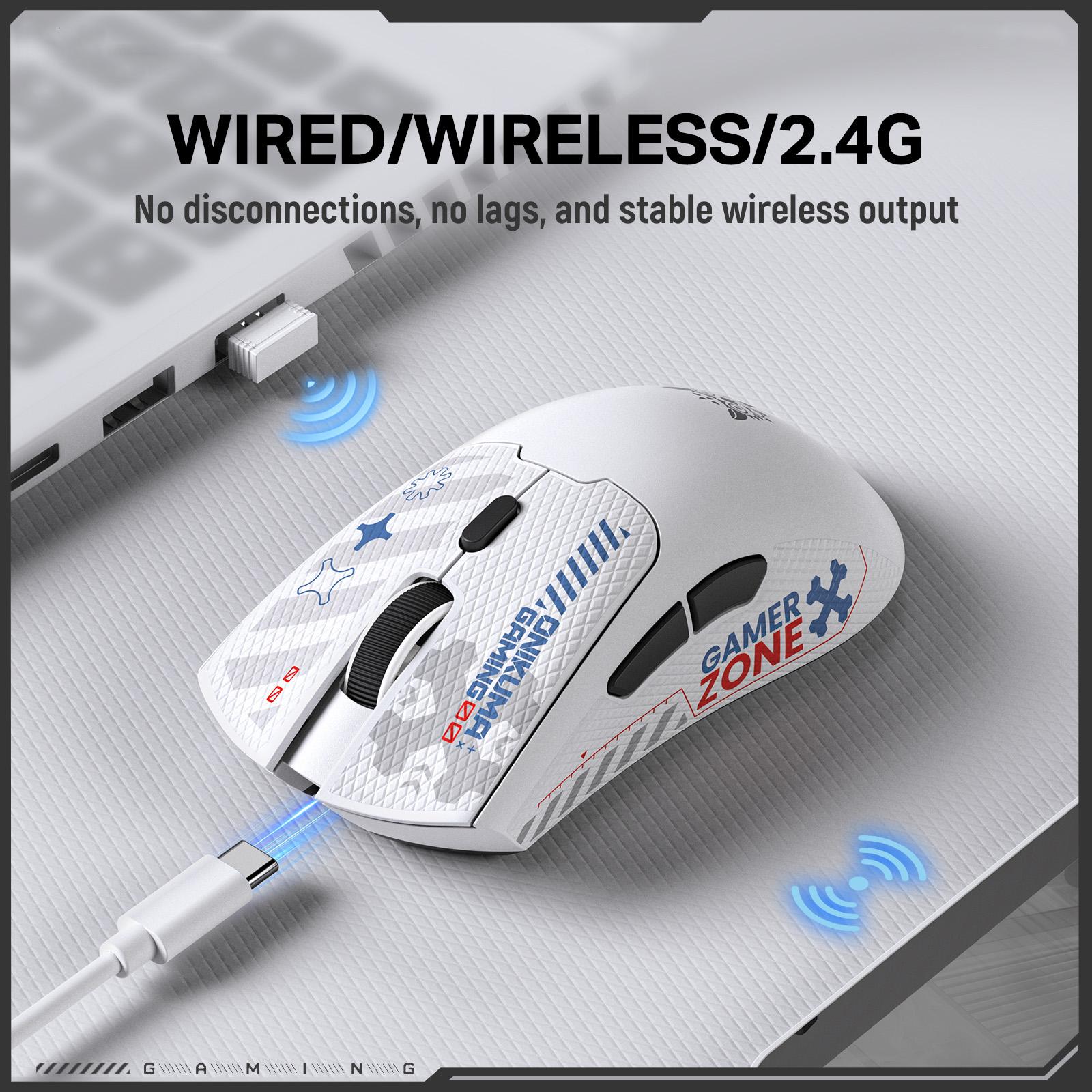 Onikuma DM01 Tri-Mode RGB Wireless Gaming Mouse (Black, White)