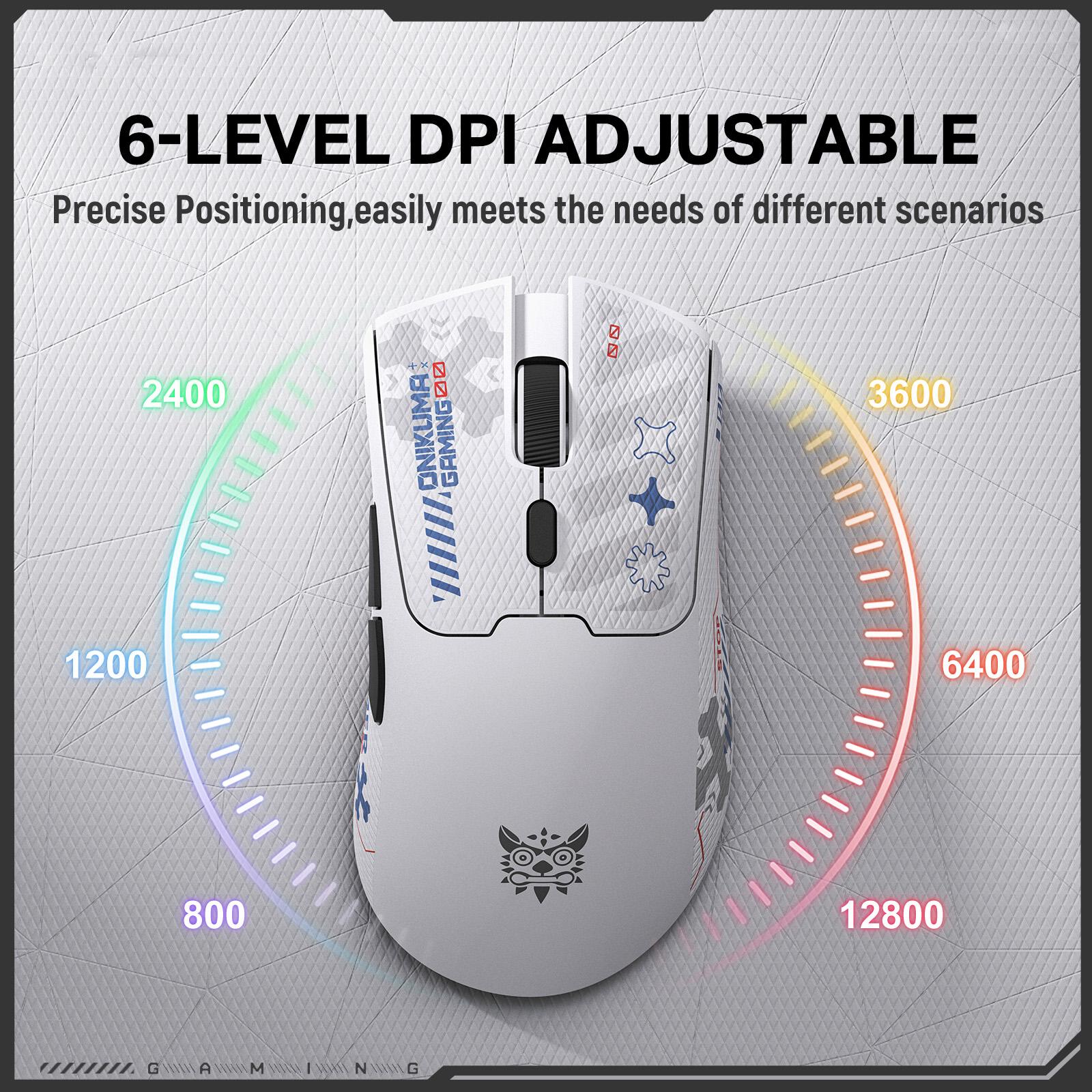Onikuma DM01 Tri-Mode RGB Wireless Gaming Mouse (Black, White)