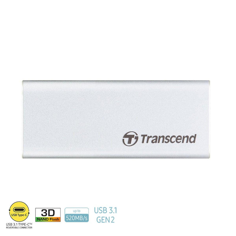 Transcend 250GB ESD260C USB 3.1 GEN 2 TYPE-C Portable SSD (Silver) (TS250GESD260C)
