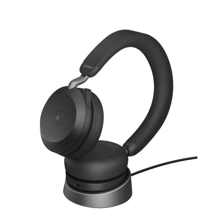 Jabra Evolve2 75 LINK380A MS Stereo Noise-Canceling Wireless Headset With Charging Stand (Black)