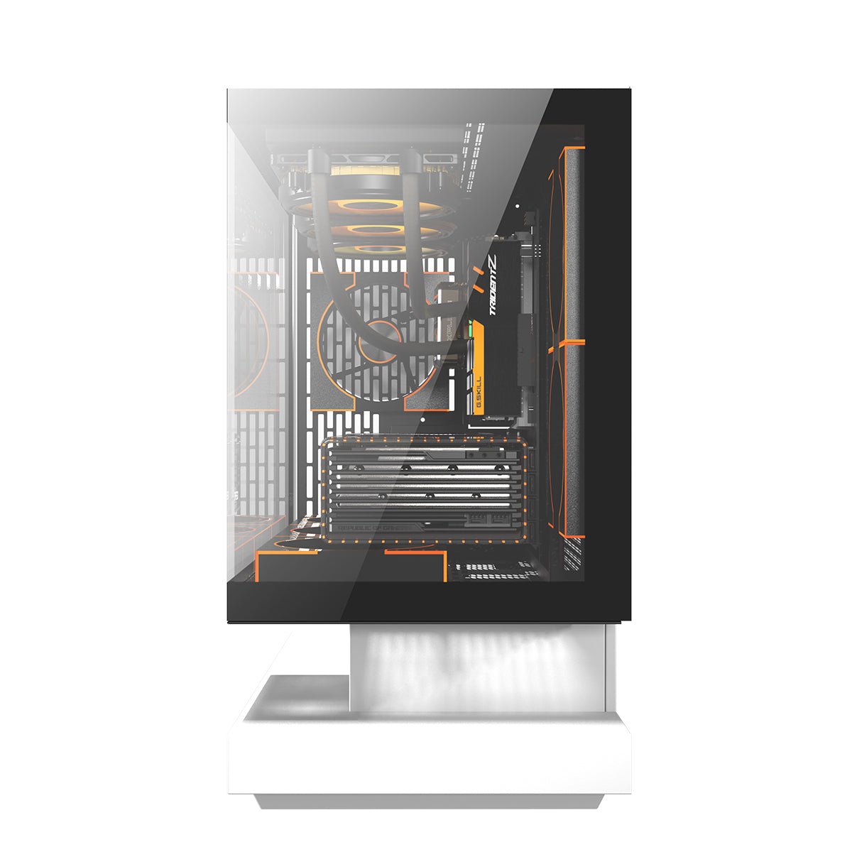 DarkFlash Floatron F1 B&W Combo M-ATX PC Case Tempered Glass Panel