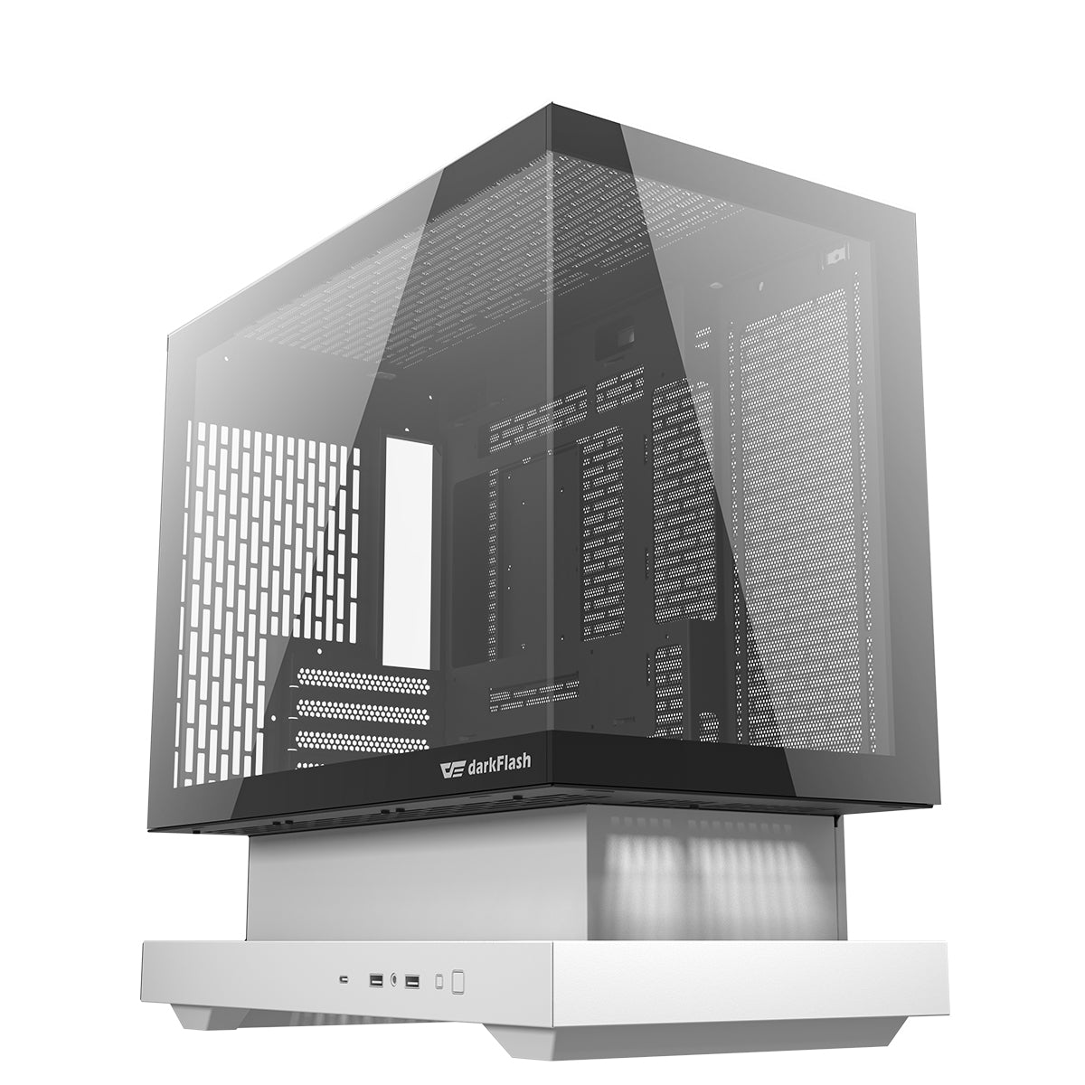 DarkFlash Floatron F1 B&W Combo M-ATX PC Case Tempered Glass Panel