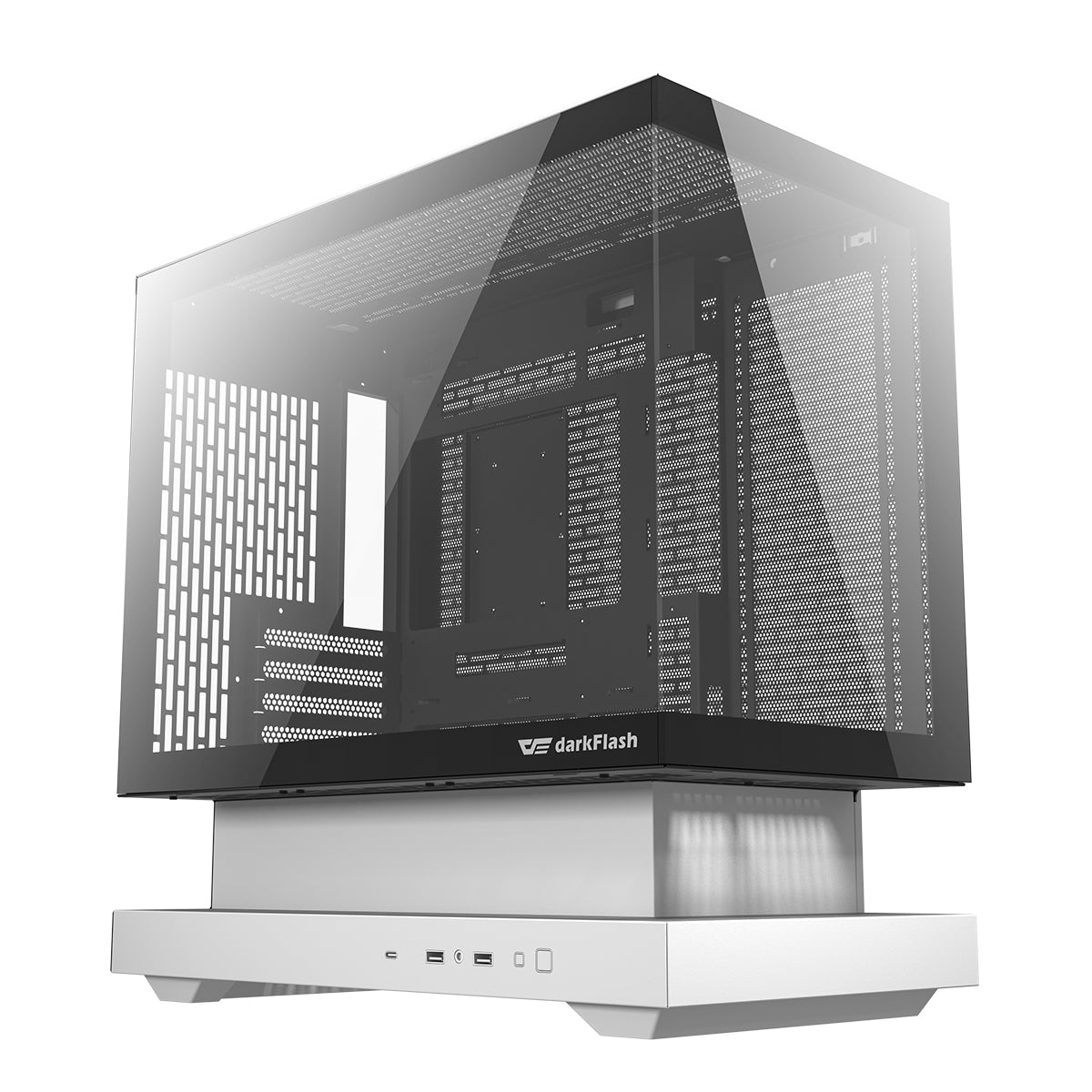 DarkFlash Floatron F1 B&W Combo M-ATX PC Case Tempered Glass Panel