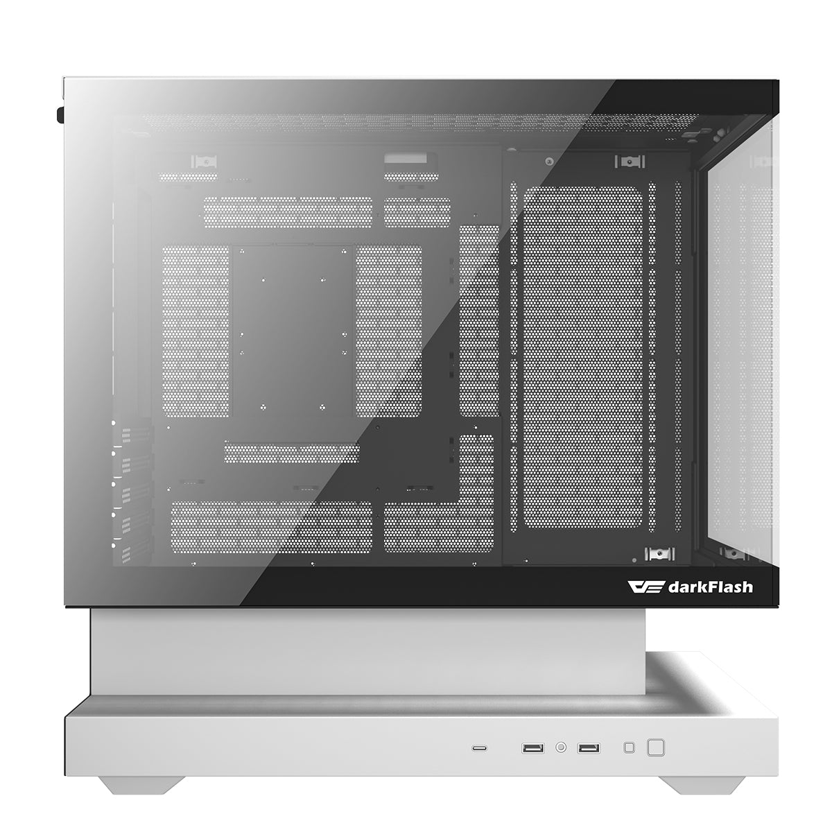 DarkFlash Floatron F1 B&W Combo M-ATX PC Case Tempered Glass Panel