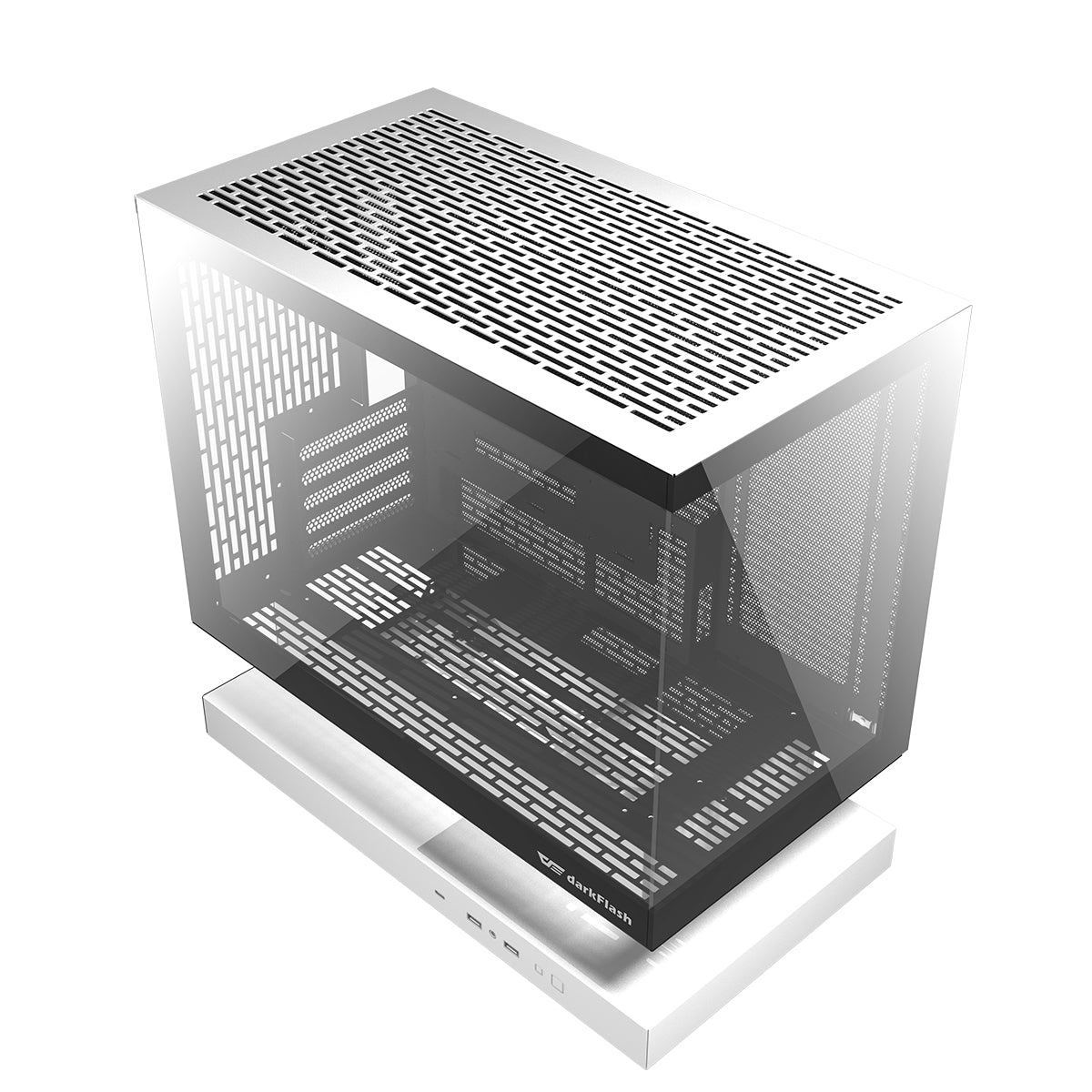 DarkFlash Floatron F1 B&W Combo M-ATX PC Case Tempered Glass Panel