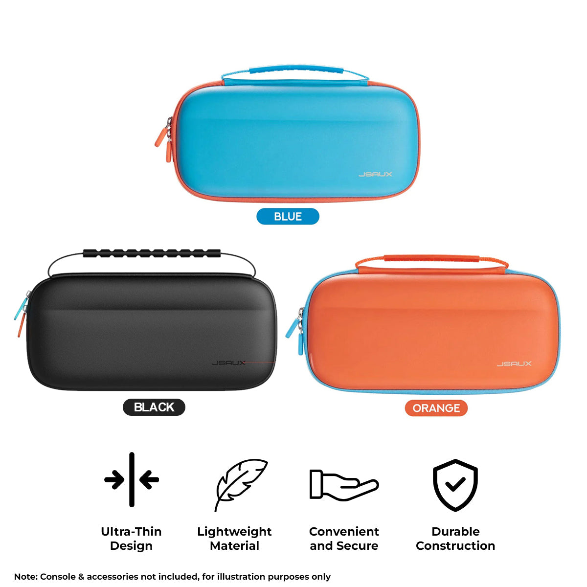 JSAUX Colorful Ultra-thin Carrying Case for Nintendo Switch 2 (Blue, Orange, Black) (BG0119)