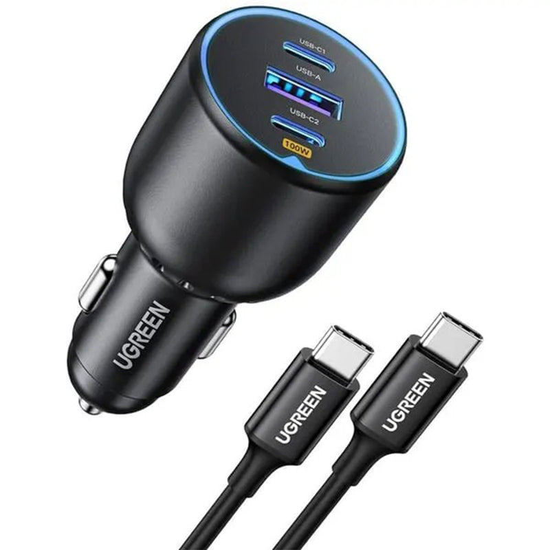 UGreen 2XUSB-C PD + USB-A 130W Fast Car Charger (Black) (CD293/90413)