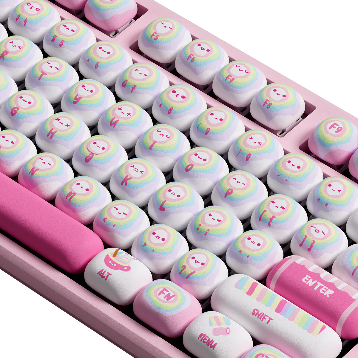 Akko x MonsGeek MG108B Rainbow Marshmallows Multi-Mode RGB Hot-Swappable Mechanical Keyboard (Akko V3 Piano Pro Switch)