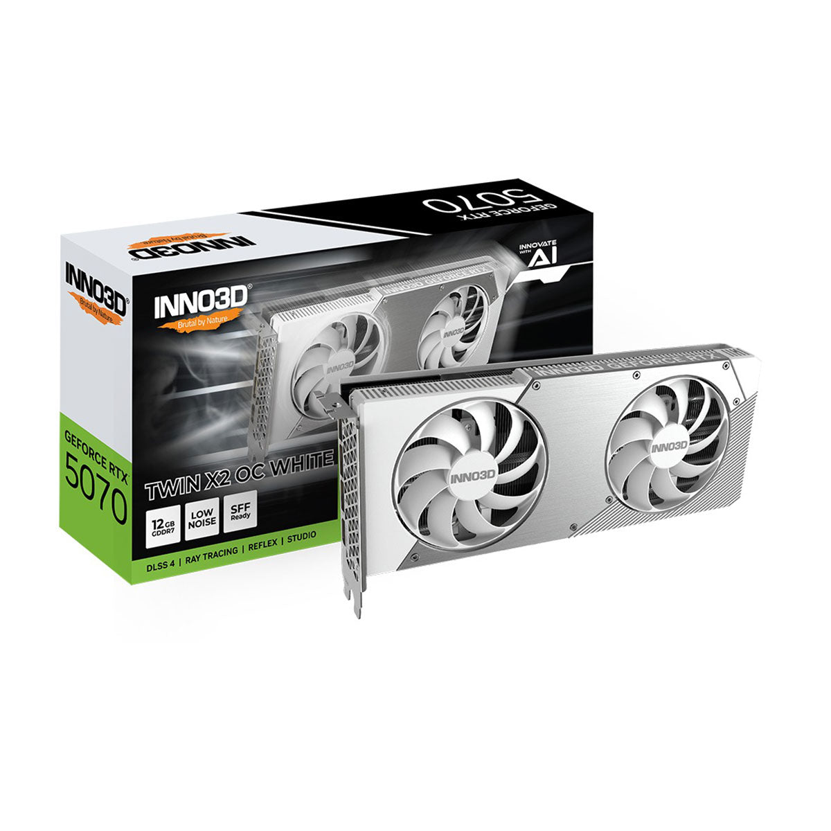 INNO3D GeForce RTX 5070 Twin X2 OC 12GB GDDR7 Graphics Card (White) (N50702-12D7X-195064W)