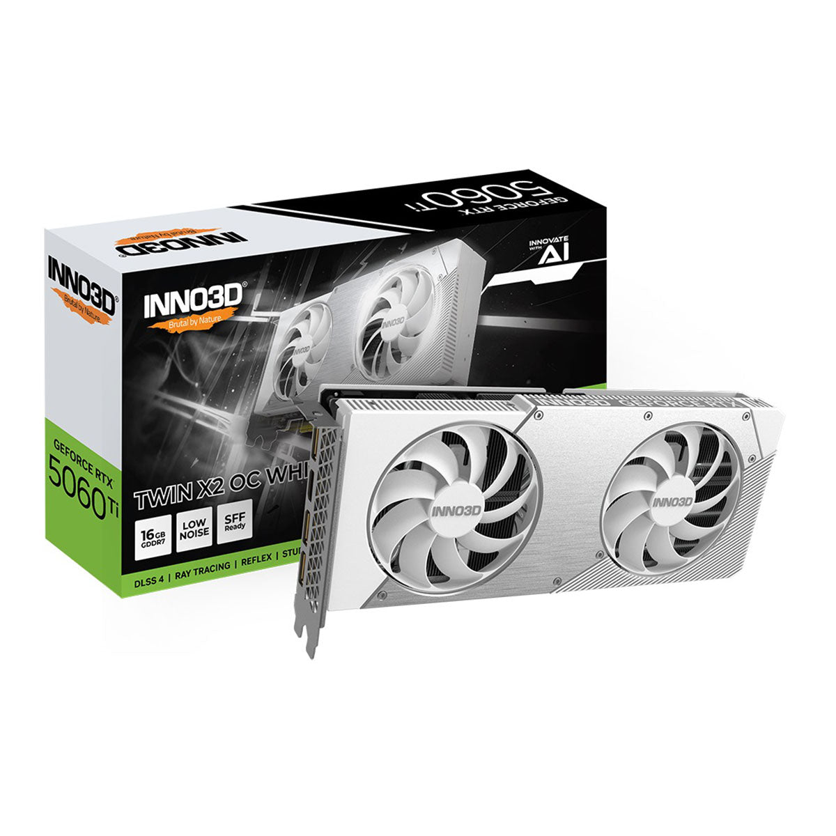 Inno3D Geforce RTX 5060 TWIN X2 OC 16GB GDDR7 Graphics Card (White) (N506T2-16D7X-191073W)
