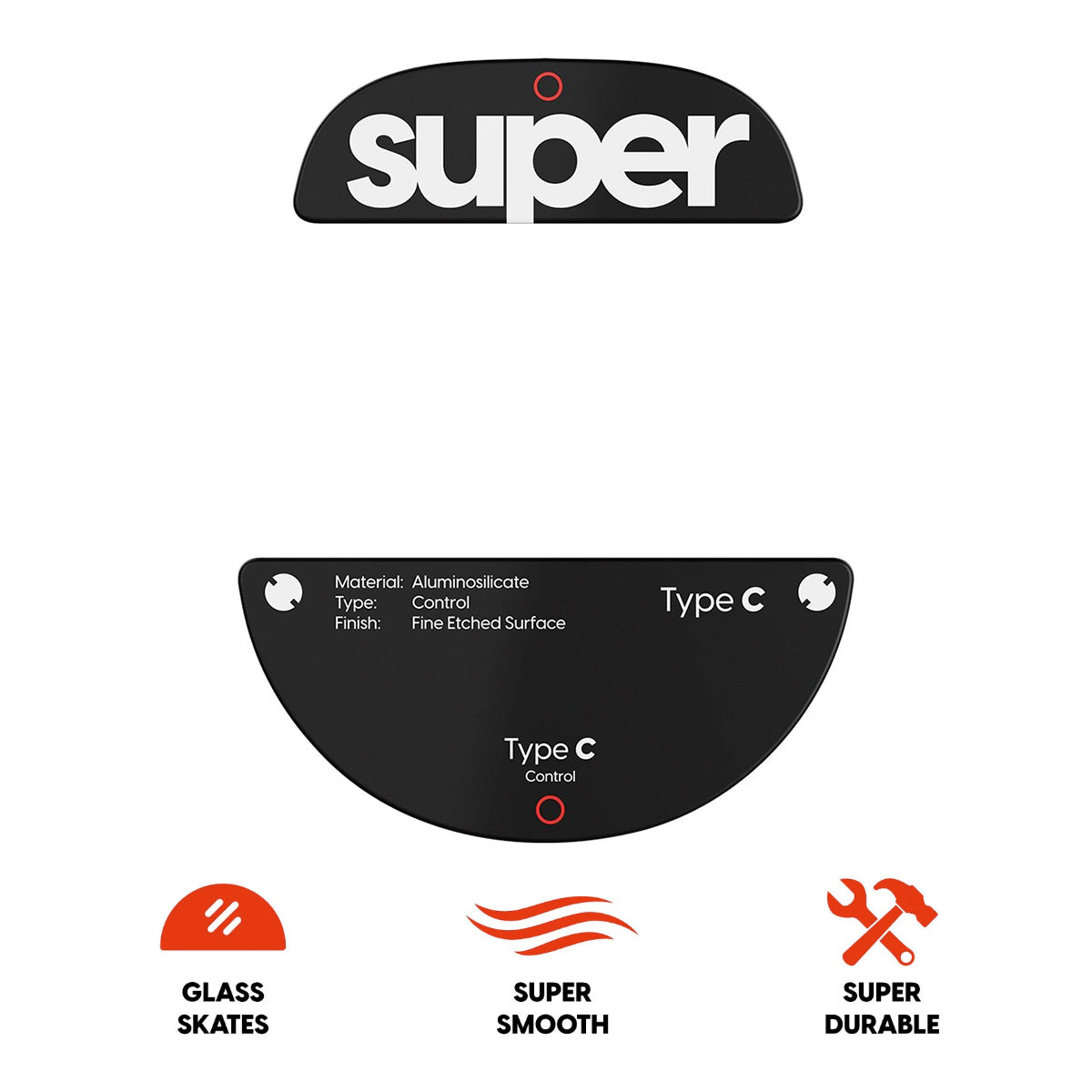 Pulsar Superglide Glass Skates Type-C for Pulsar Tenz Signature Edition (Black) (PTZSGCB)