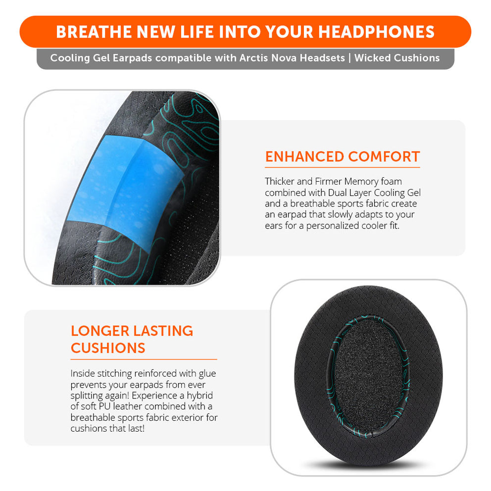 Wicked Cushions Arctis Nova Earpads - WC FreeZe Cooling Gel (RandomFrankF) (NOVAFWIRED-RFP)