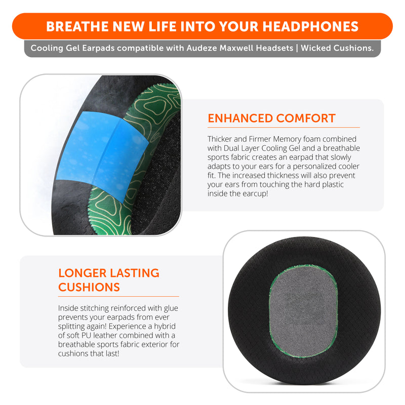 Wicked Cushions WC FreeZe - Hybrid Cooling Gel Earpads for Audeze Maxwell 