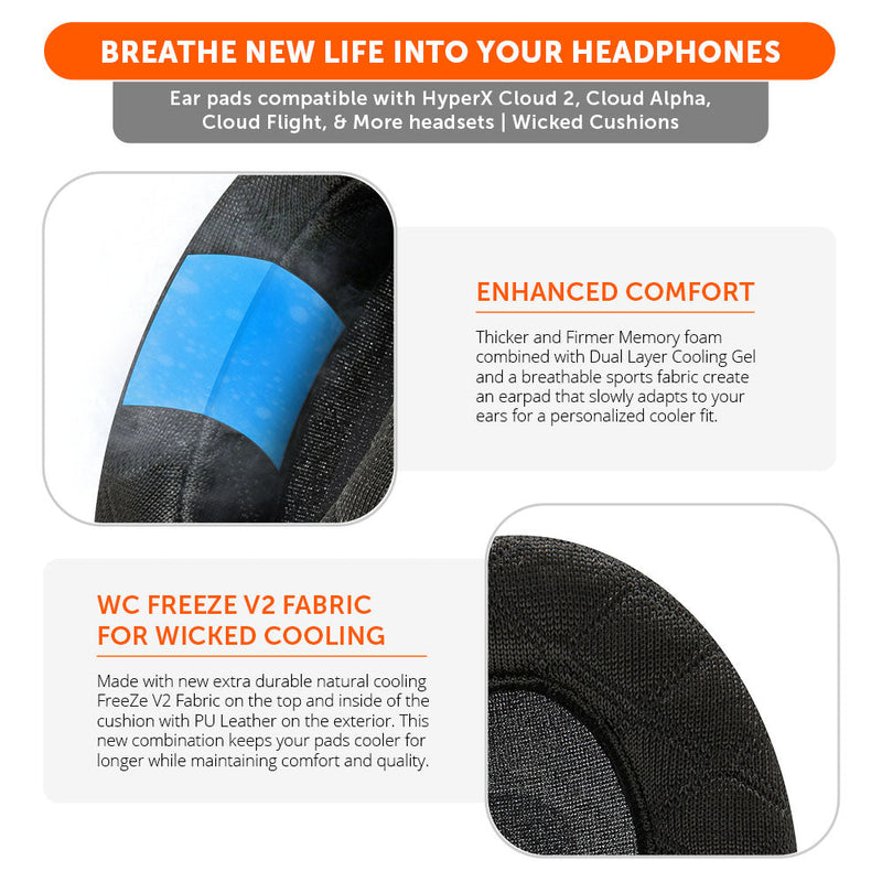 Wicked Cushions WC FreeZe HyperX Cloud - Cooling Gel Earpads For HyperX Cloud Series | DataBlitz