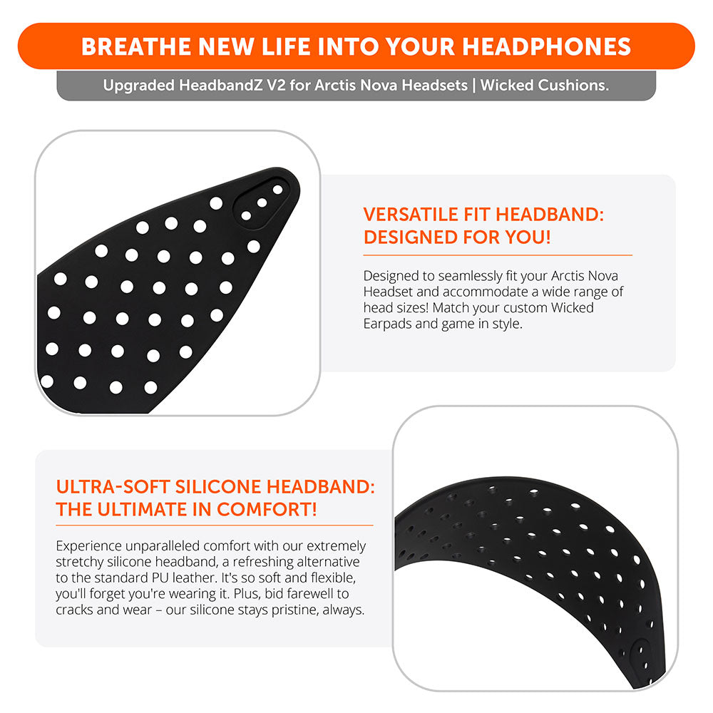 Wicked Cushions WC Silicone HeadbandZ for Arctis Nova V2 Headsets