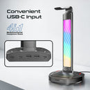 Promate FortX Multifunctional RGB Headset Stand with 15W Wireless Charger & USB Hub