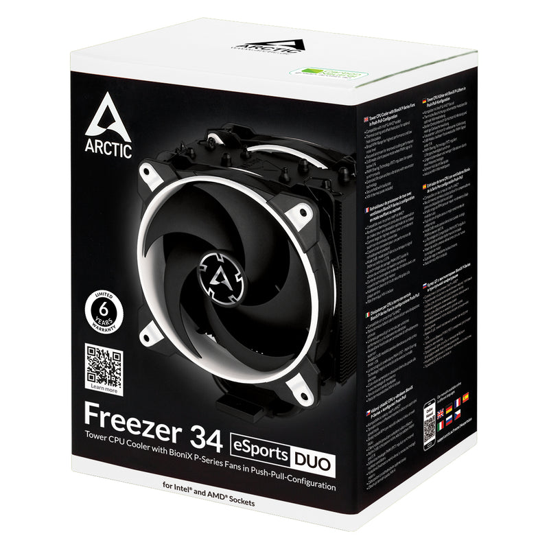 Arctic Freezer 34 eSports DUO Tower CPU Cooler with BioniX P-Series Fans in Push-Pull Configuration (White) (ACFRE00061A)