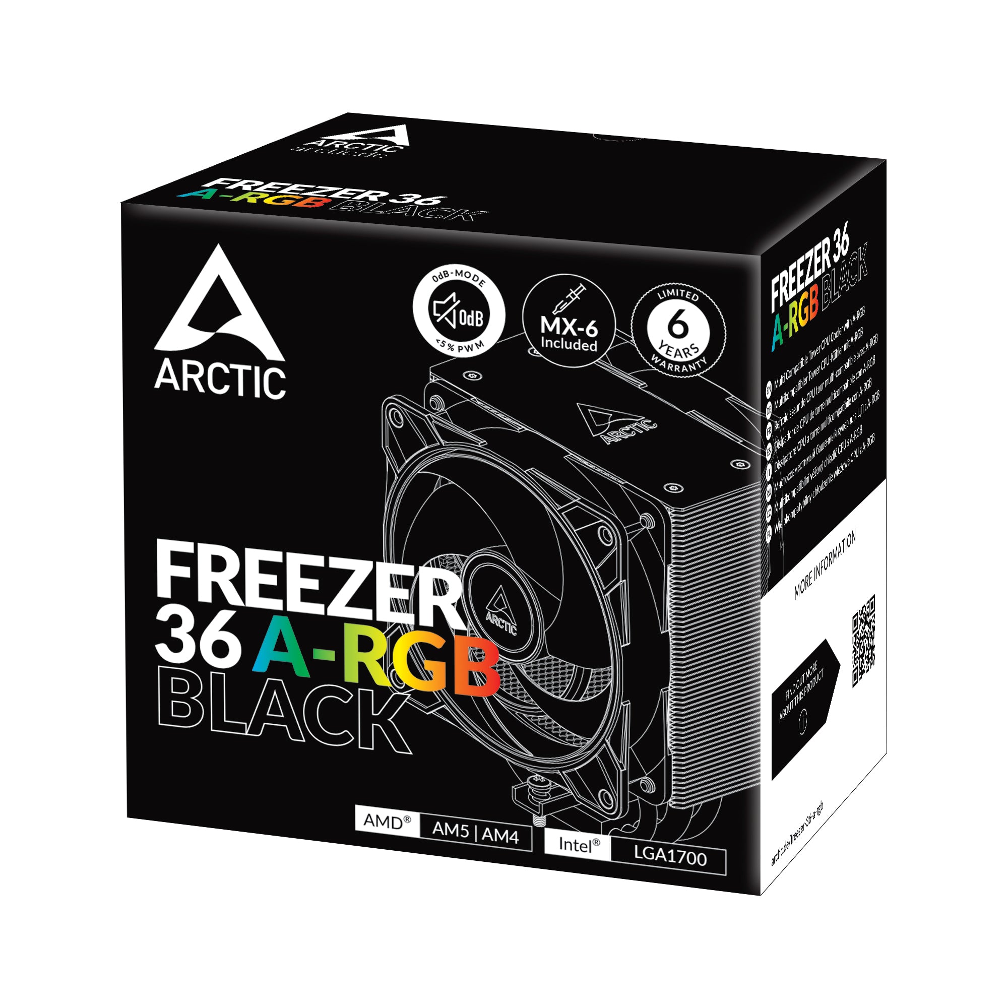 Arctic Freezer 36 A-RGB | Multi Compatible Tower CPU Cooler (Black)