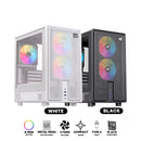 XYZ Atom M-ATX PC Case with 3 Pre-Installed 120mm Pulsar ARGB Fans (Black, White)