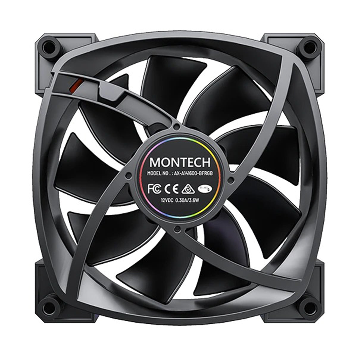 Montech AX140 PWM 140mm ARGB Reverse Single Fan Kit (Black, White)
