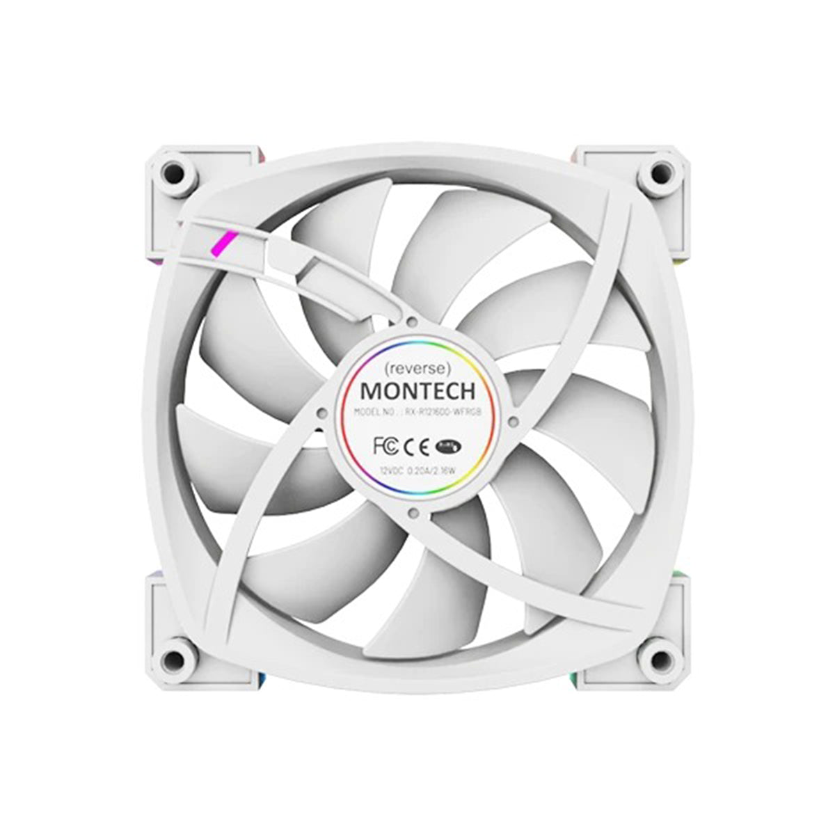 Montech RX120 PWM 120mm ARGB Reverse Single Fan Kit (Black, White)