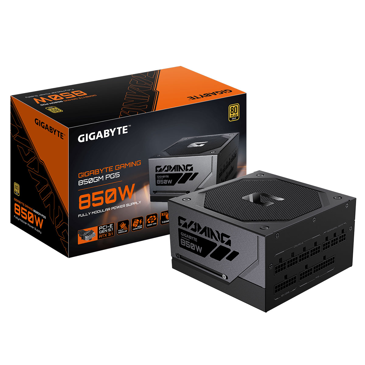 Gigabyte Gaming 850GM PG5 850W ATX 12V V3.1 80+ Gold Fully Modular Power Supply