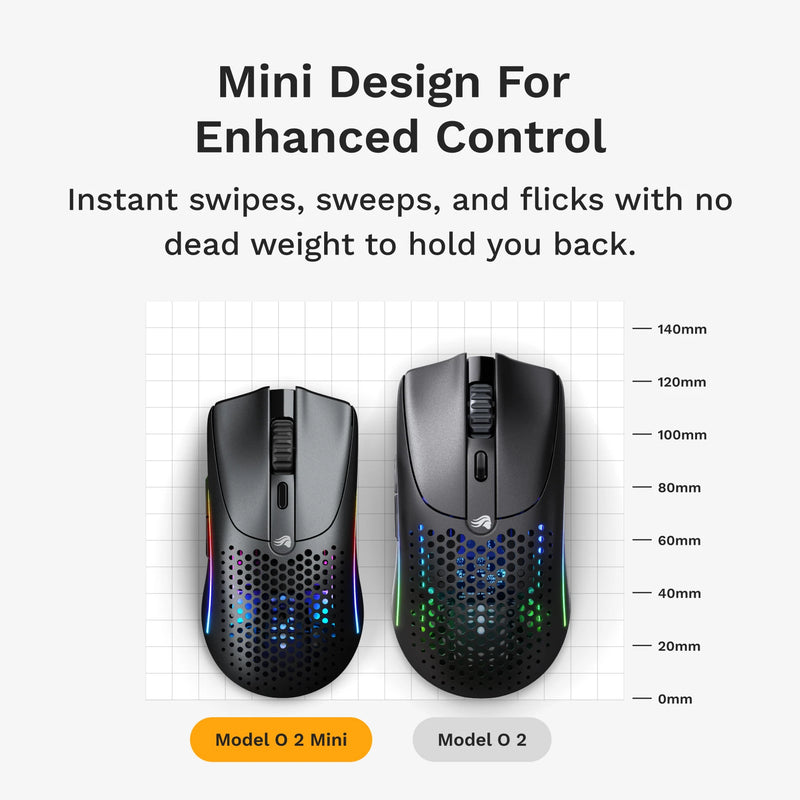 Glorious Model O 2 Mini Ultralight Ambidextrous RGB Wireless Gaming Mouse