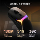 Glorious Model O3 Ultralight RGB Wired Gaming Mouse (Black) (GLO-O3-W-BLK)