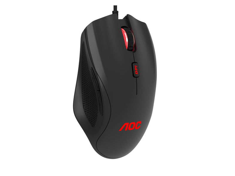 AOC GM200 FPS RGB Wired Gaming Mouse (Black) + Mouse Bungee