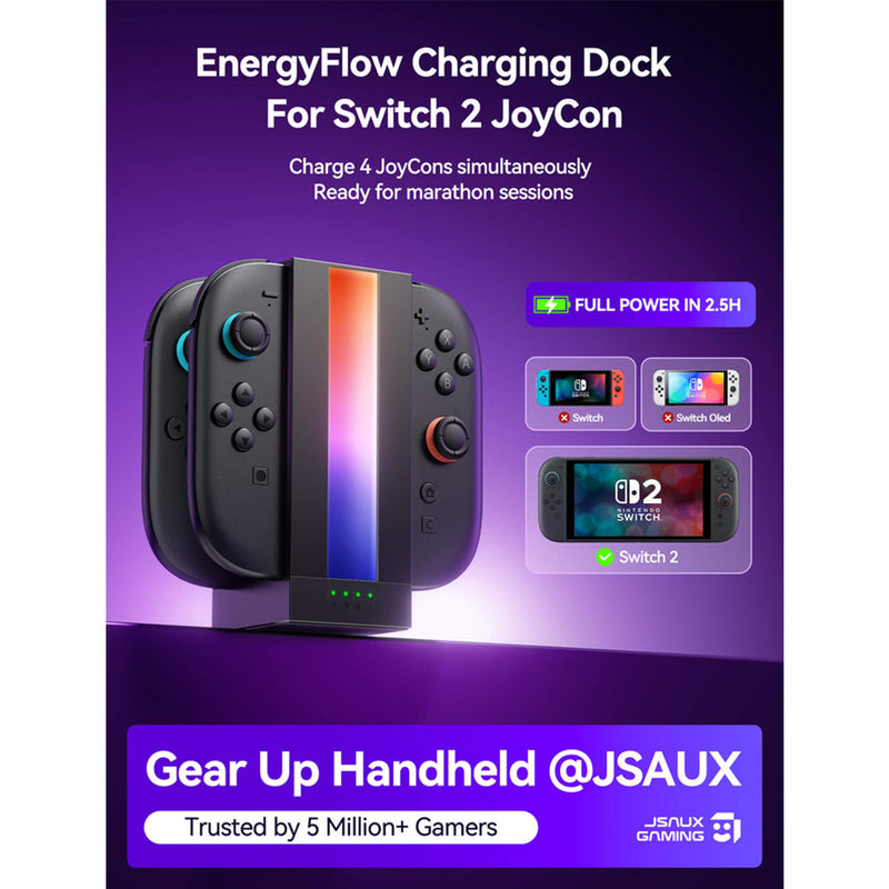 JSAUX EnergyFlow Charging Dock for Nintendo Switch 2 Joy-Con