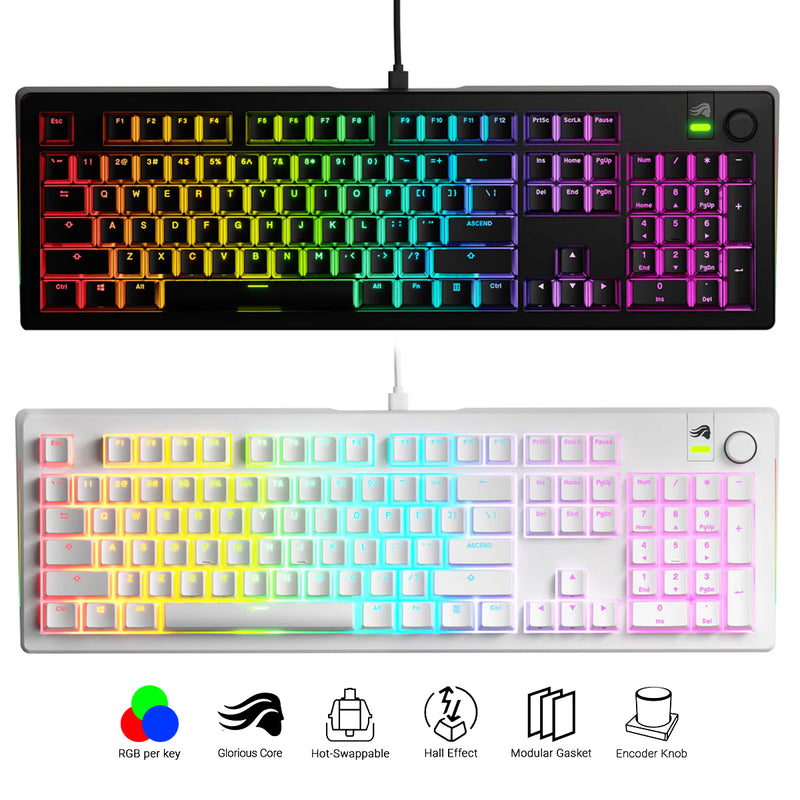 Glorious GMMK 3 100% Prebuilt Wired Mechanical Gaming Keyboard (Black, White)