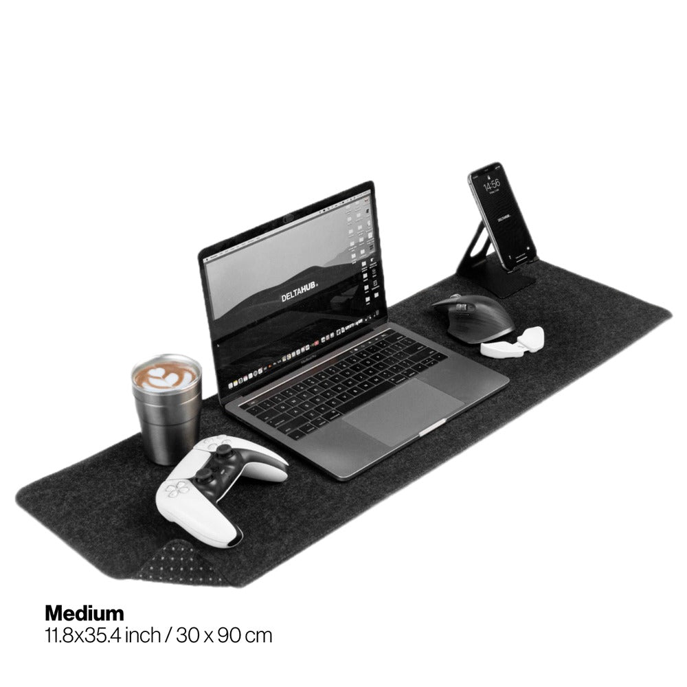 DeltaHub Minimalistic Felt Desk Pad (Dark Grey) (Medium, Large)