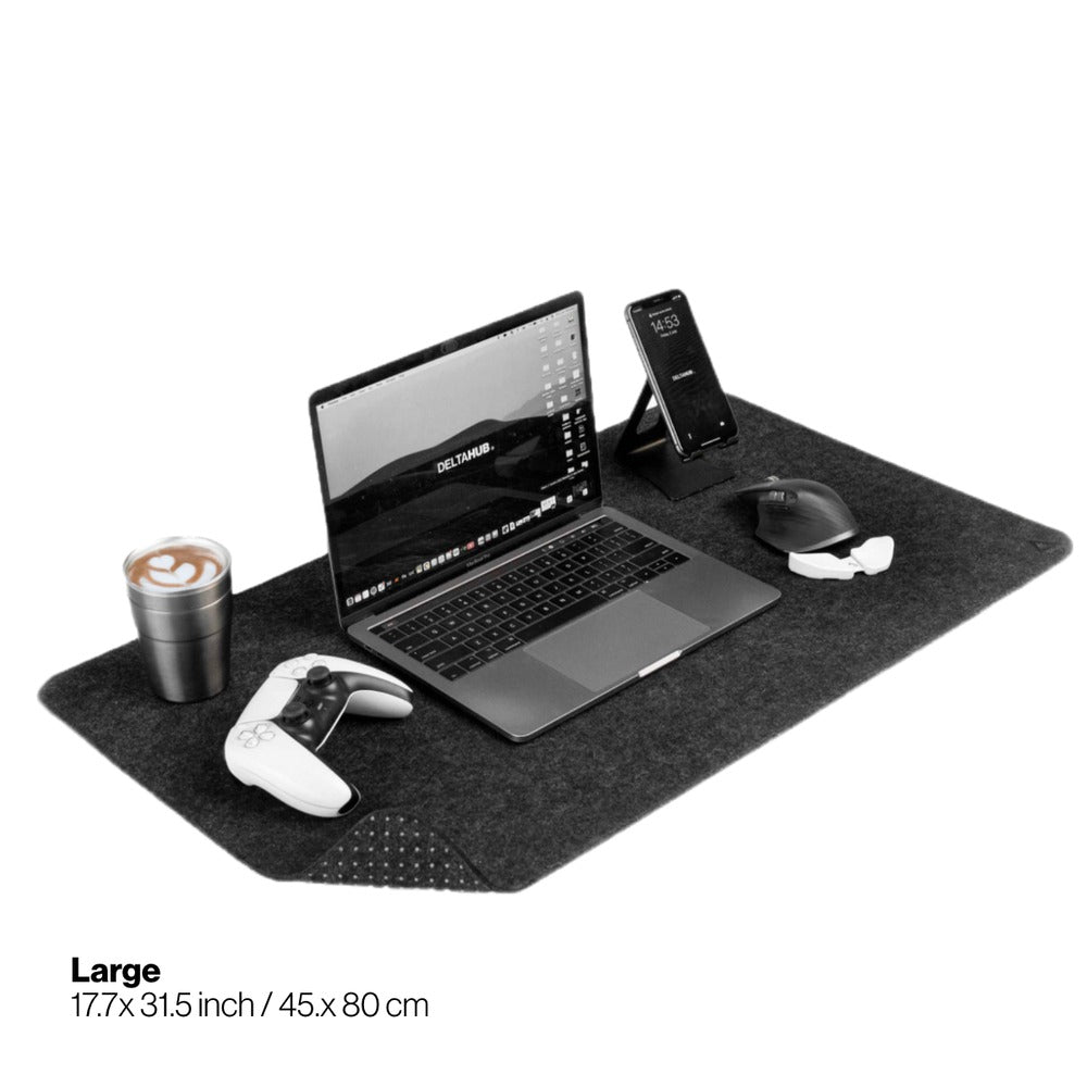 DeltaHub Minimalistic Felt Desk Pad (Dark Grey) (Small, Medium, Large) (DP-S-D, DP-M-D, DP-L-D)