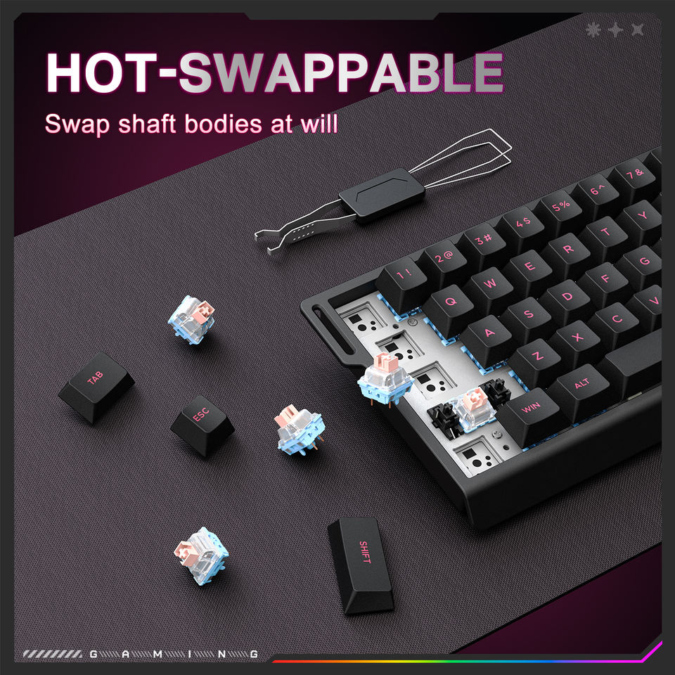 Onikuma MT603 Tri-Mode RGB 68 Keys Mechanical Keyboard (Black)