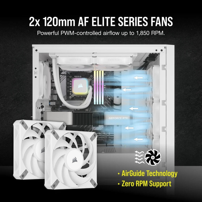 Corsair iCUE H100i RGB Elite 240mm Liquid CPU Cooler (White)