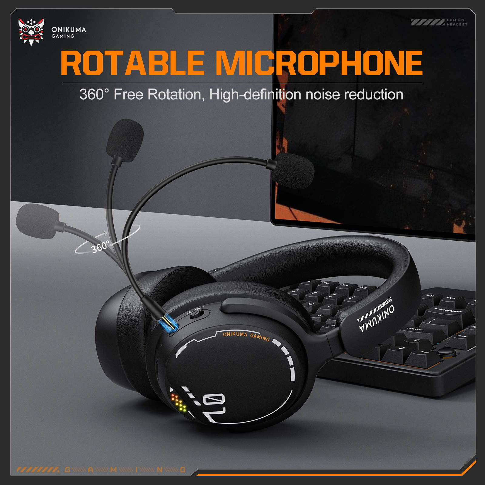Onikuma GT886 Tri-Mode Gaming Headset (Black)