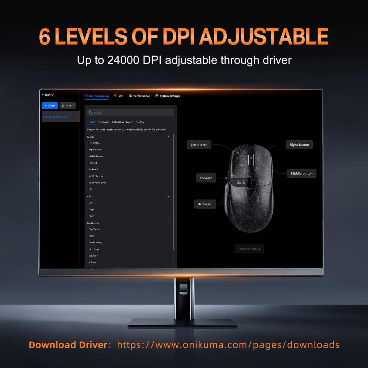 Onikuma DM08 Tri-Mode RGB Wireless Gaming Mouse (Black)