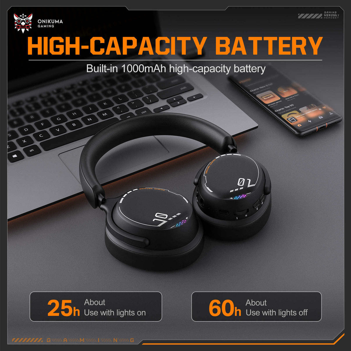Onikuma GT886 Tri-Mode Gaming Headset (Black)
