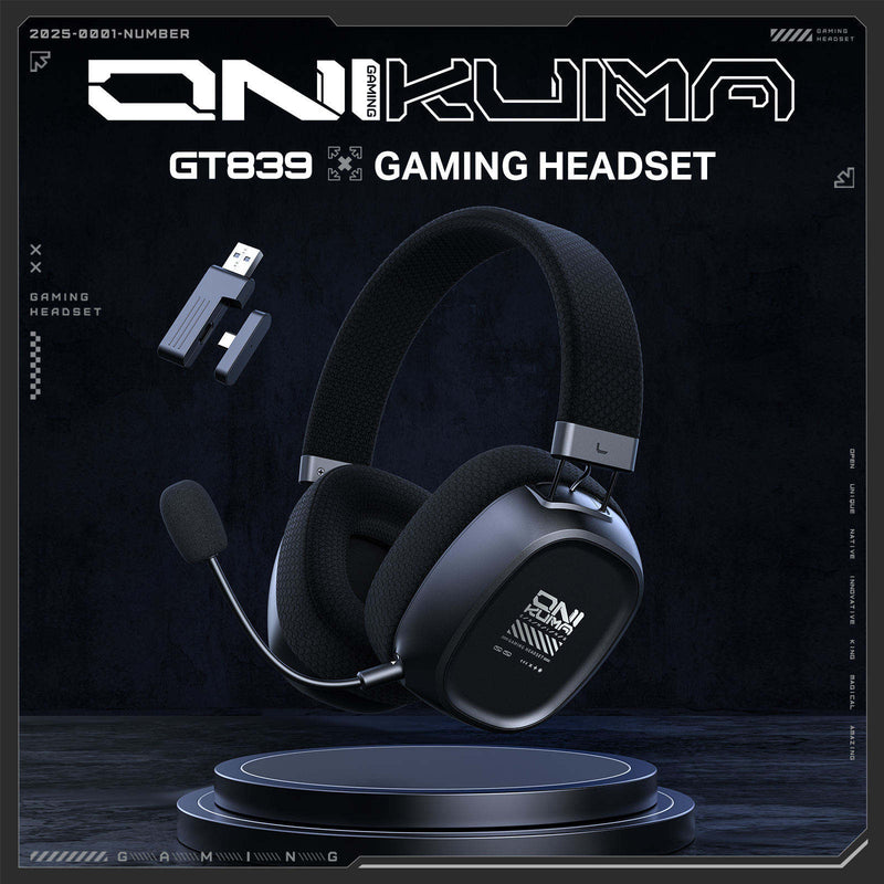 Onikuma GT839 Tri-Mode Wireless Headphone with Microphone (Black)