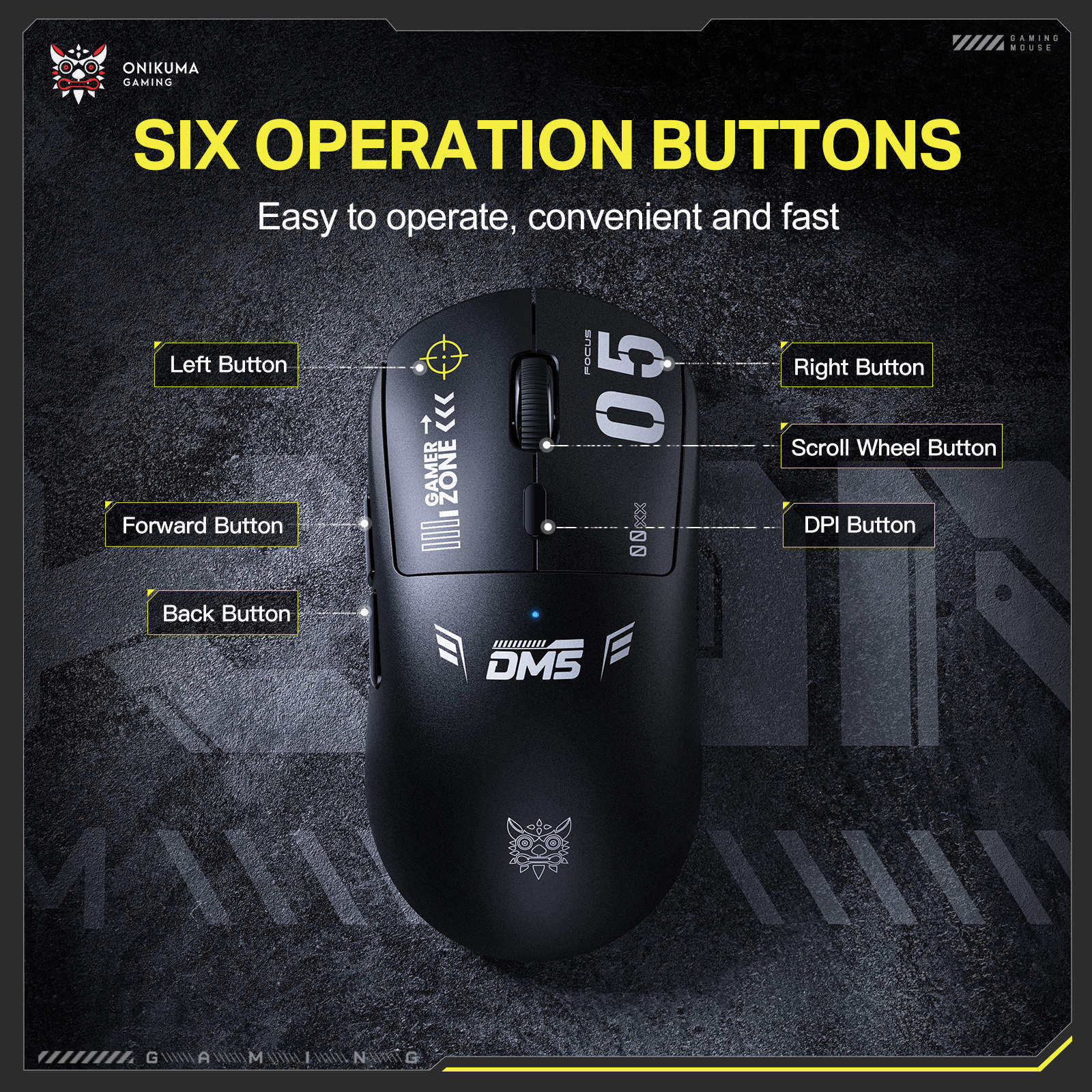 Onikuma DM05 Tri-Mode RGB Wireless Gaming Mouse (Black)