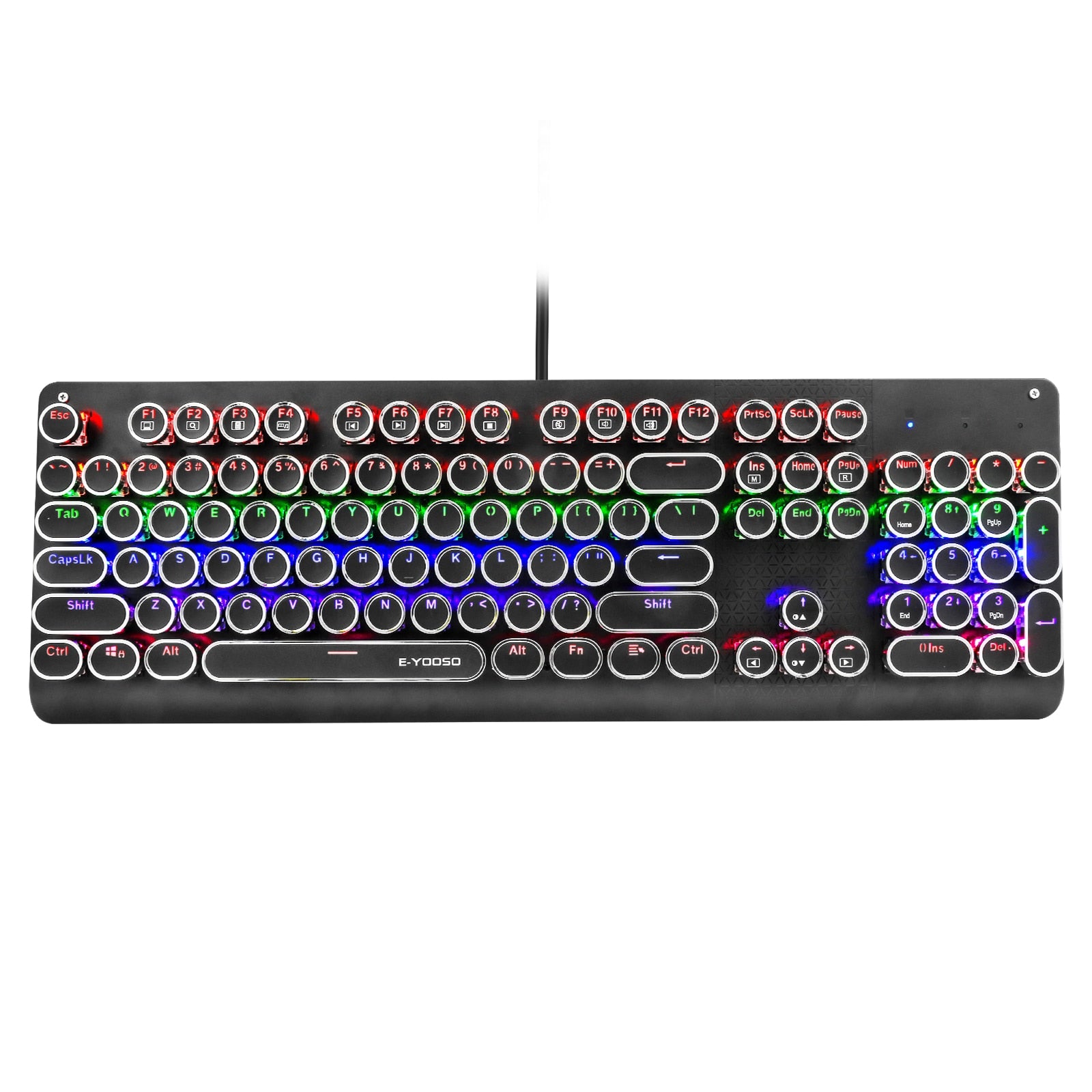 E-Yooso K-600 Retro Rainbow Light 104 Keys Wired Mechanical Keyboard
