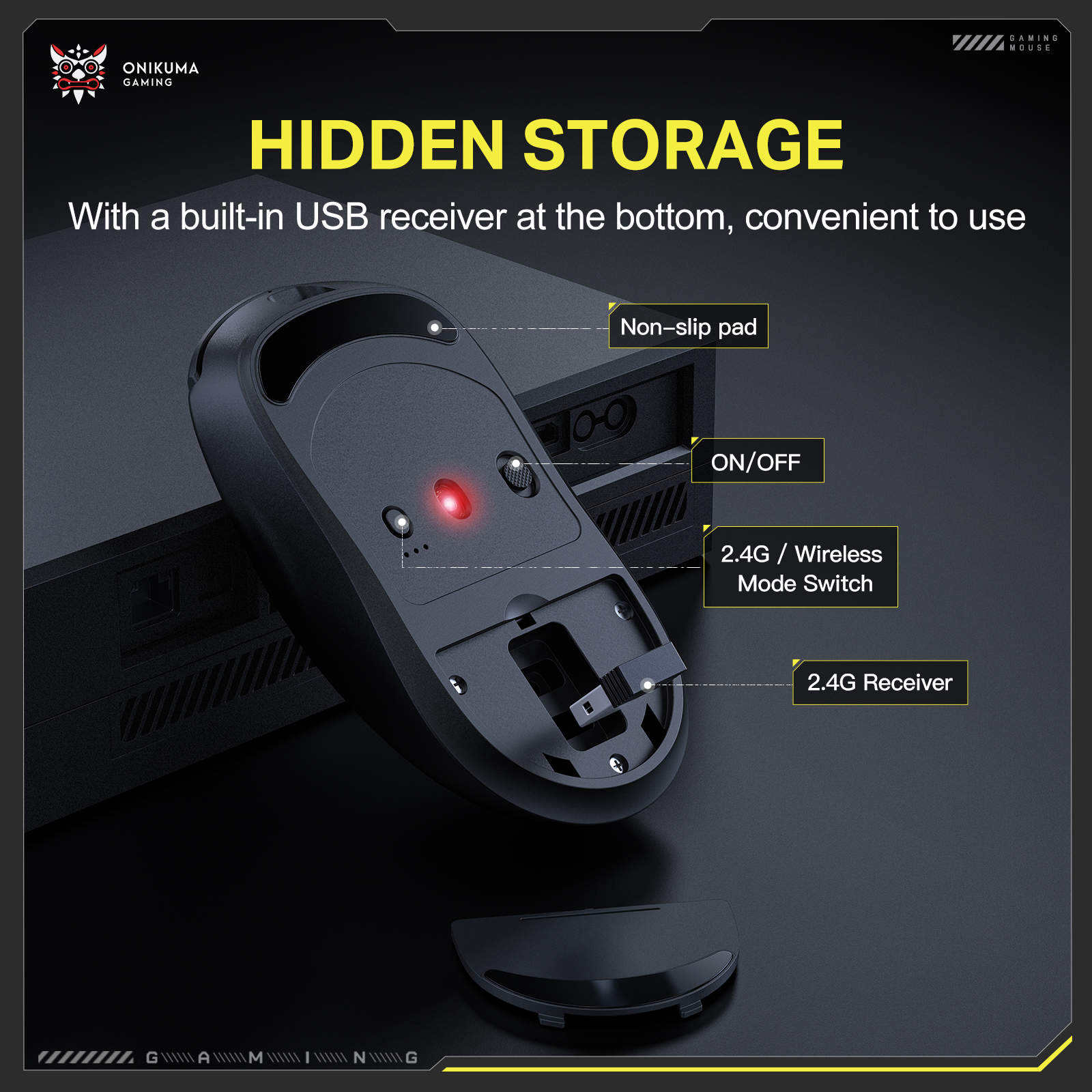 Onikuma DM05 Tri-Mode RGB Wireless Gaming Mouse (Black)