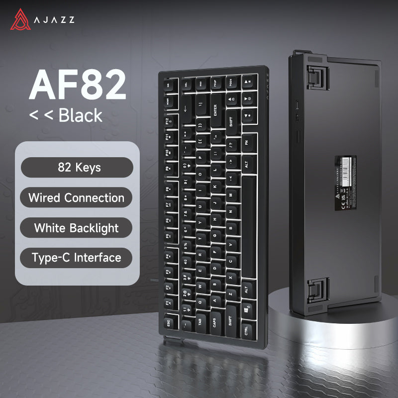Ajazz AF82 White Light 82 Keys Wired Hot-Swappable Mechanical Keyboard (Black)