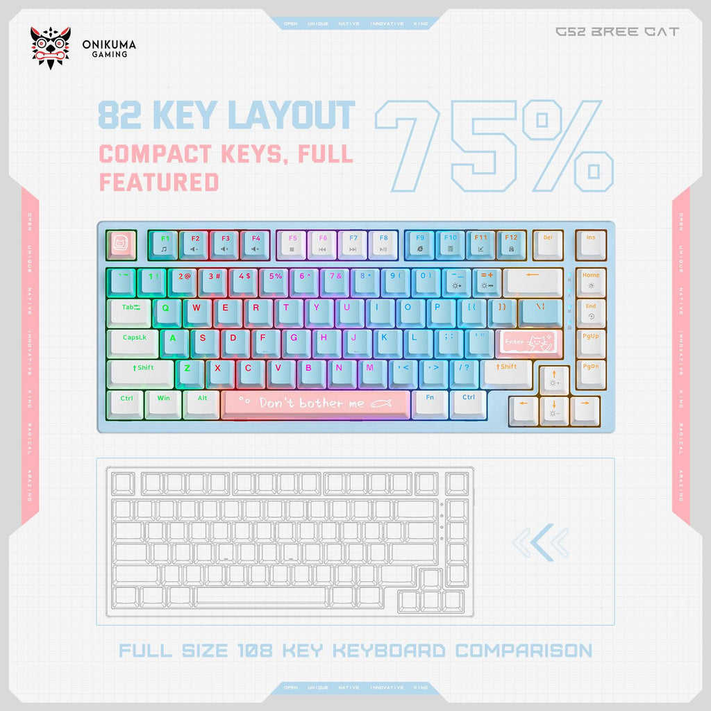 Onikuma G52 Wired 82 Keys Mechanical Keyboard (Star Powder Shaft Switch)