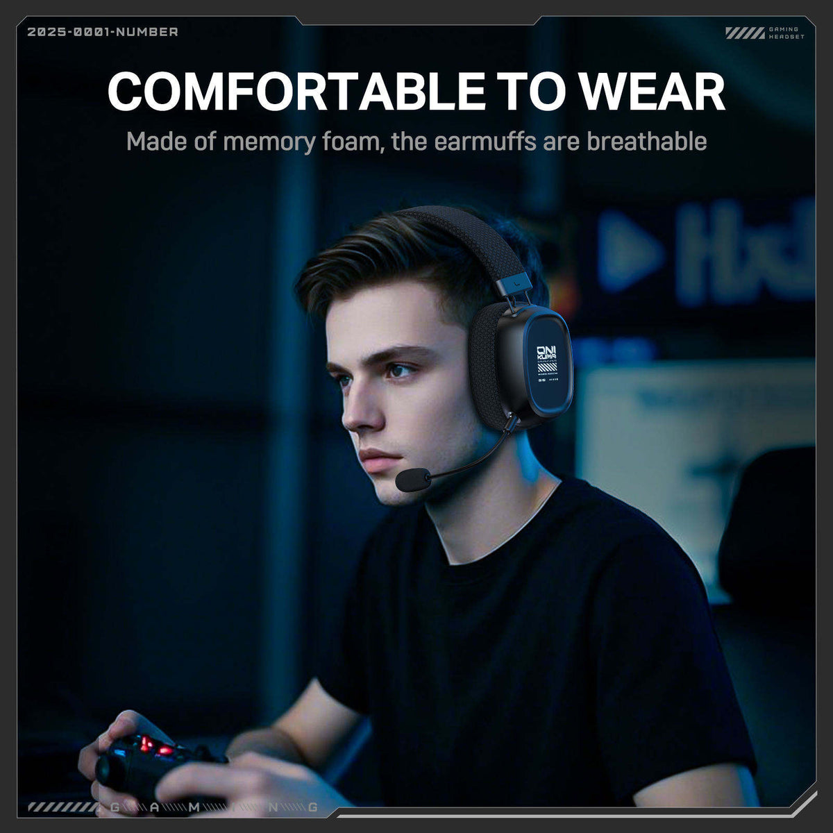 Onikuma GT839 Tri-Mode Wireless Headphone with Microphone (Black)
