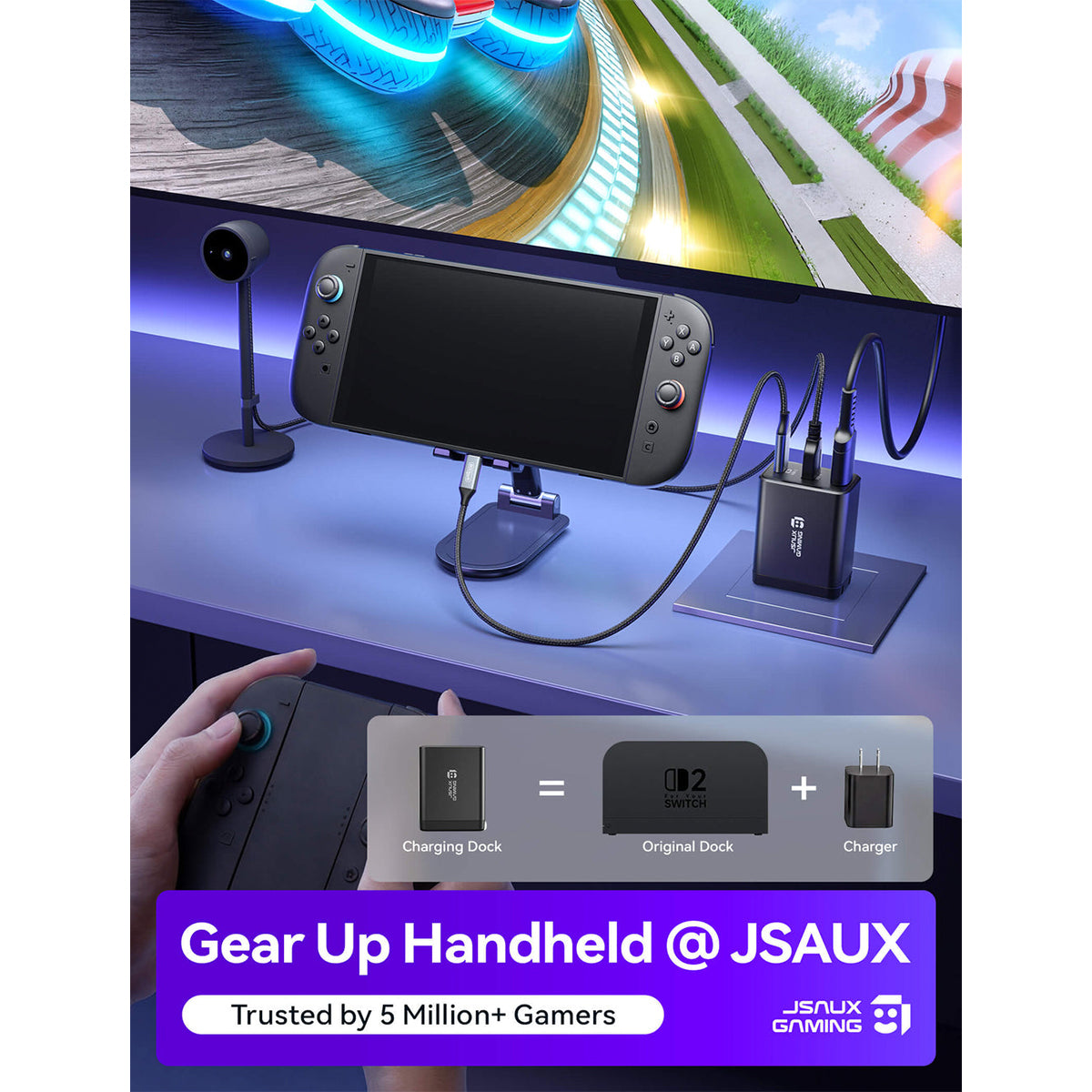 JSAUX OmniCentro Charger Dock for Nintendo Switch 2 (Black) (HC6502)