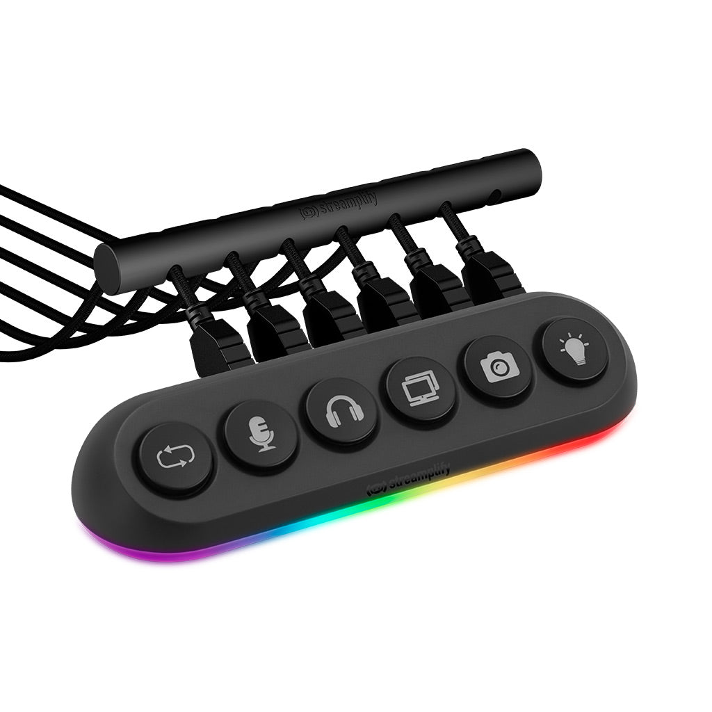 Streamplify Hub Deck 5 5-Port RGB USB Hub 7-Swappable Keycaps (Black)