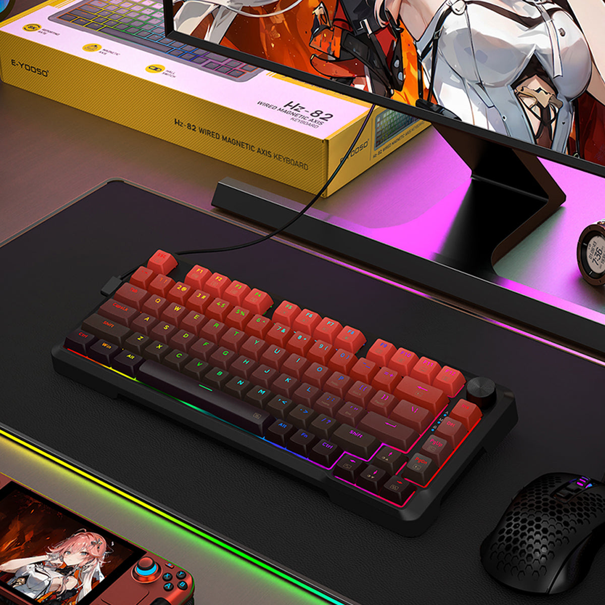 E-Yooso HZ-82 RGB 82-Keys Wired Mechanical Keyboard Gradient Red