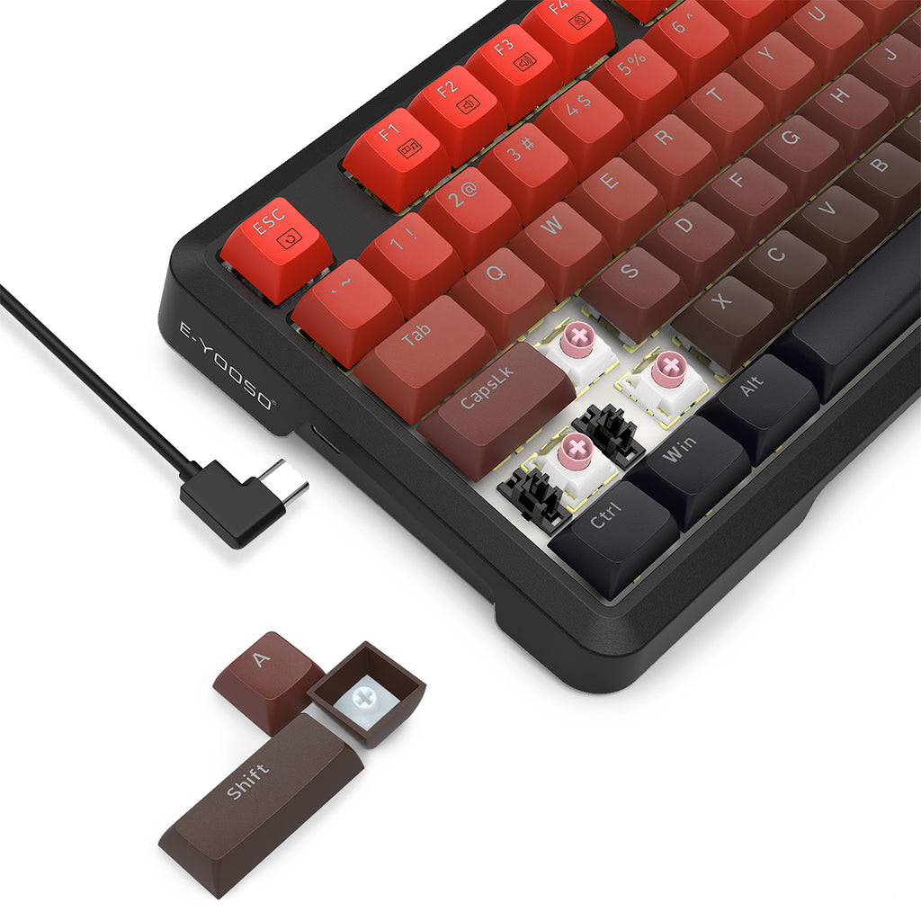E Yooso HZ 82 RGB 82 Keys Wired Mechanical Keyboard Gradient Red Ultra e-yooso-hz-82-rgb-82-keys-wired-mechanical-keyboard-gradient-red-ultra