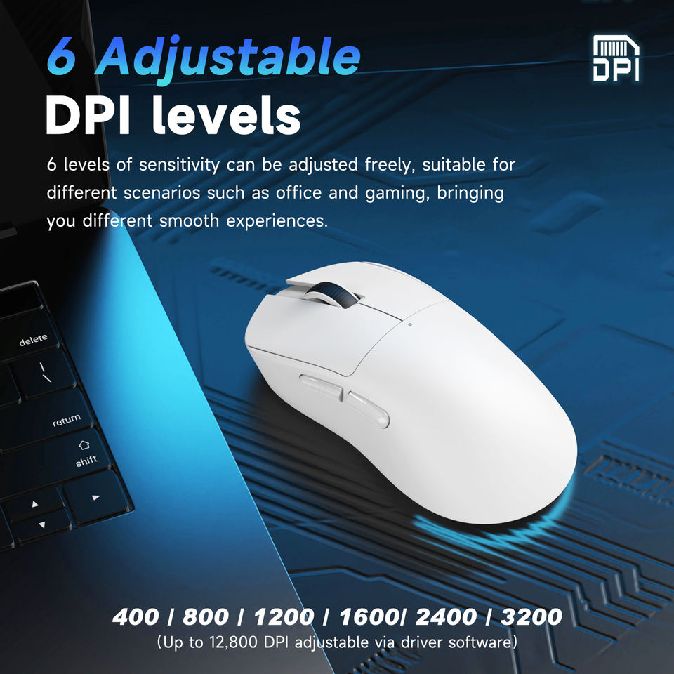 NacodeX x Ajazz NJ08 Triple Mode RGB Mouse (Black, White)
